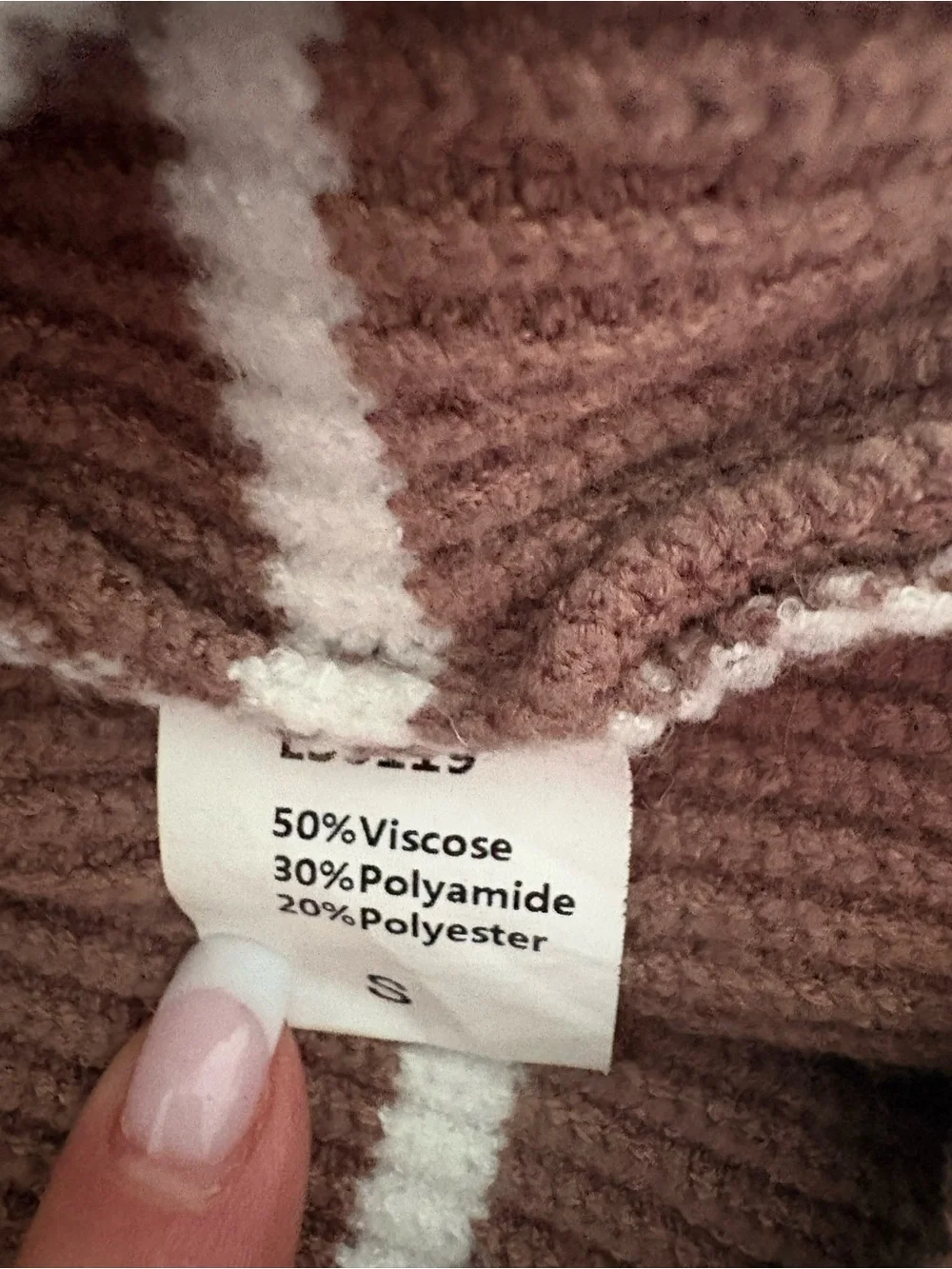 Striped Brown Half‑Zip Cowl Neck Sweater